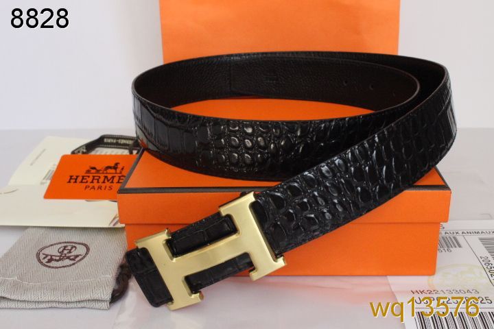 Freshest Belt Black with Golden H Buckle Mens Hermes